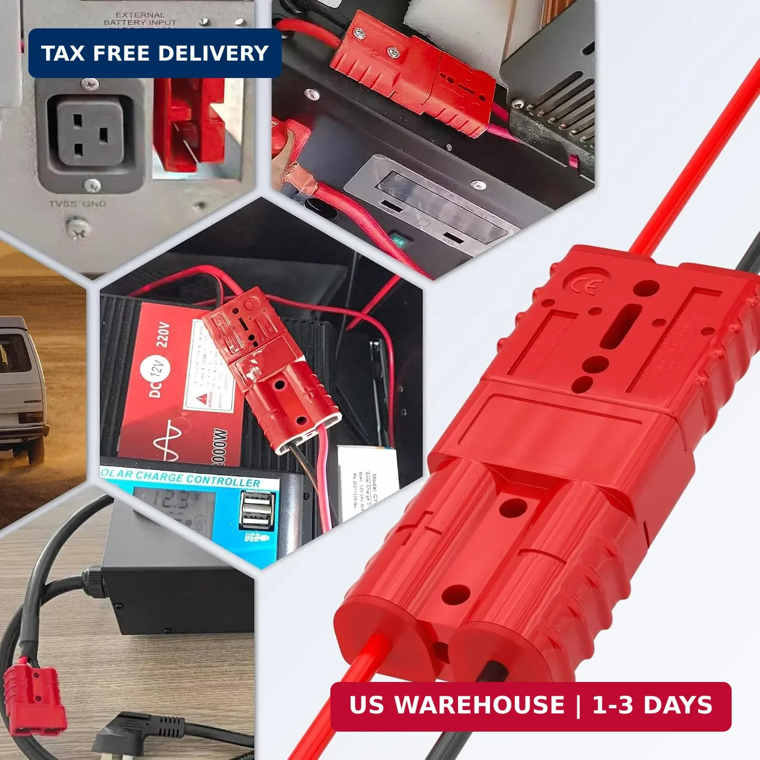 4PCS 50Amp Battery Quick Connect/Disconnect Connector, 6 to 12 Gauge 600V Batter