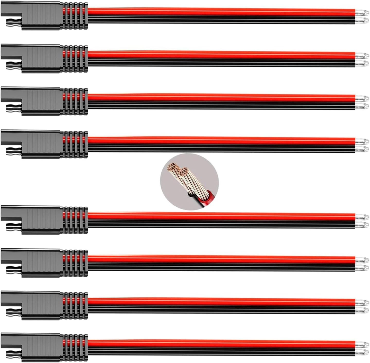 8 Pack 14 Gauge SAE Extension Cable 1 Feet Pure Copper SAE Connector 14AWG 2