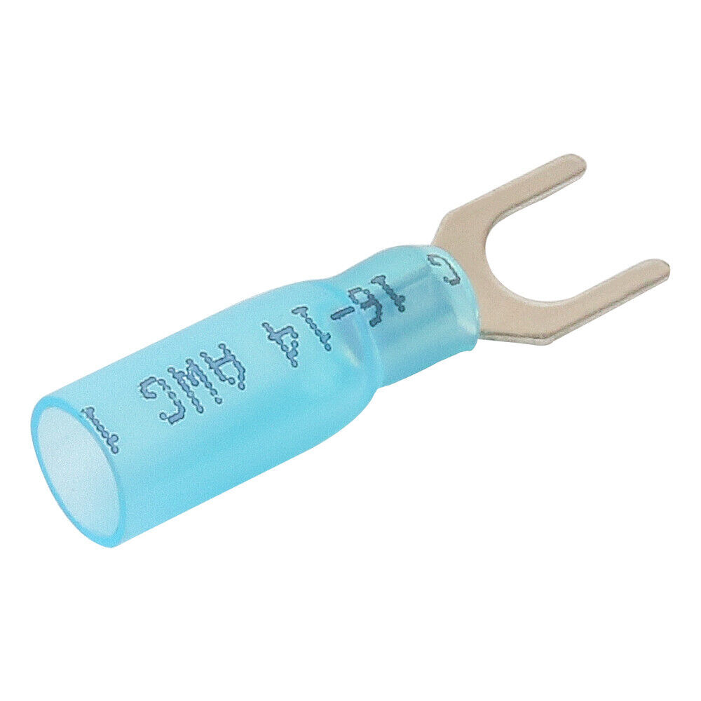 50PCS Blue16-14 AWG Heat Shrink Fork Shaped Terminals Wire Connectors #10