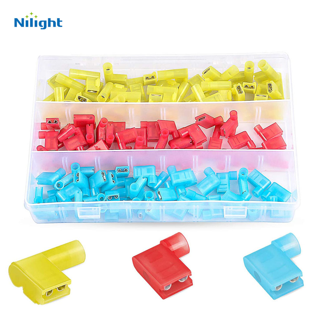 110pcs Flag Spade Female Insulated Quick Disconnects 22-18 16-14 12-10 Gauge