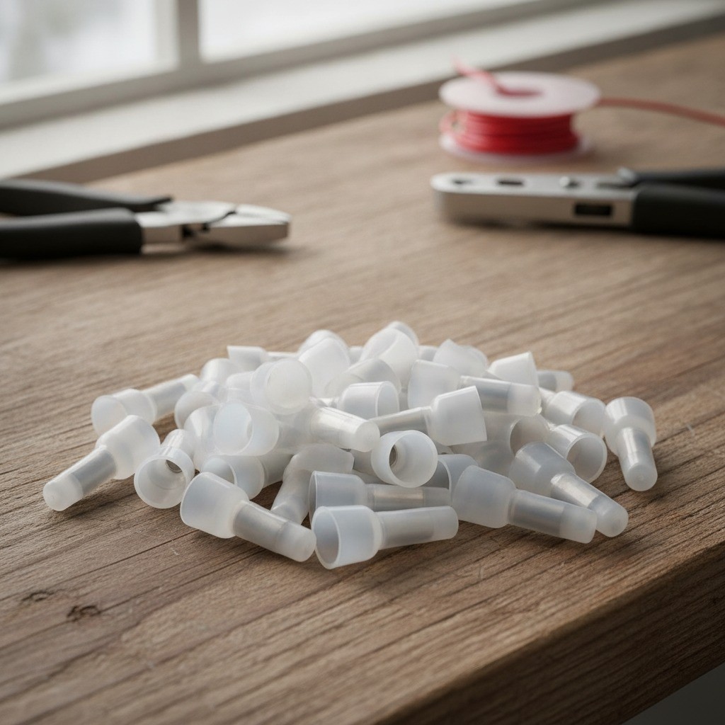 Closed End Crimp Connectors, 22-16 AWG, 100 Pc, Nylon, Copper, Butt Terminal