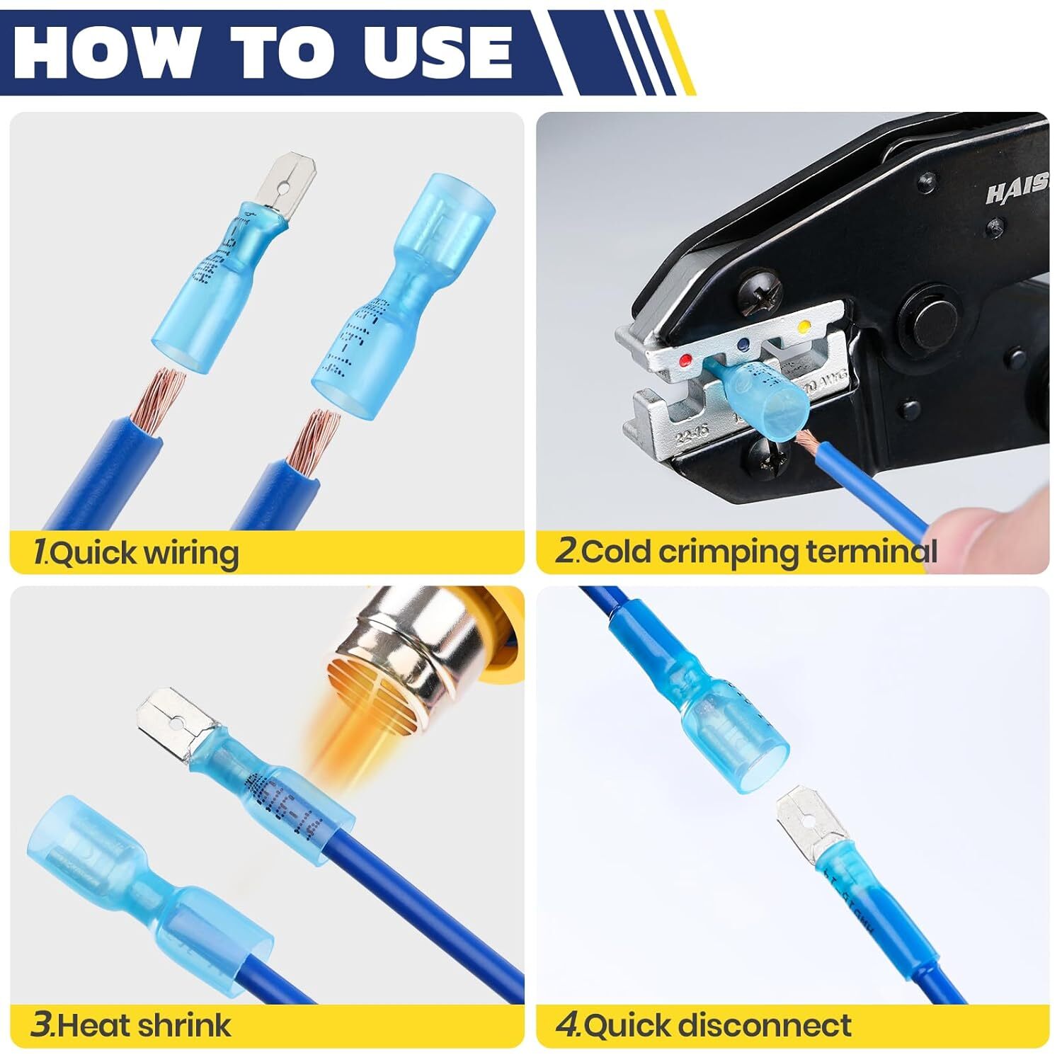 50~500PCS Female Heat Shrink Spade Wire Connectors Insulated Crimp Terminal Kit