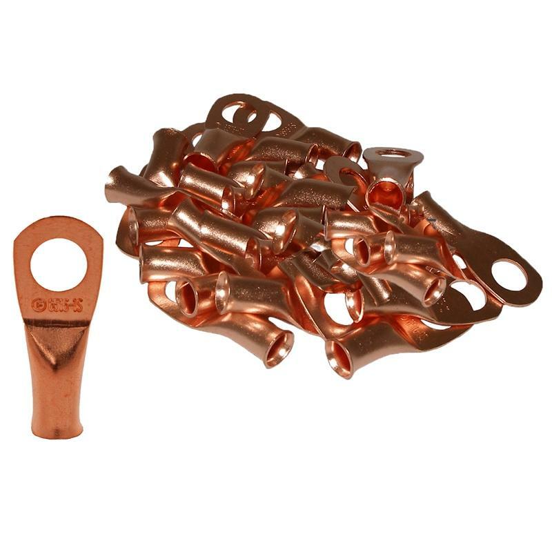The Install Bay CUR814 Copper Non-Insulated 8 Gauge 1/4′ Ring Terminal (25/pack)