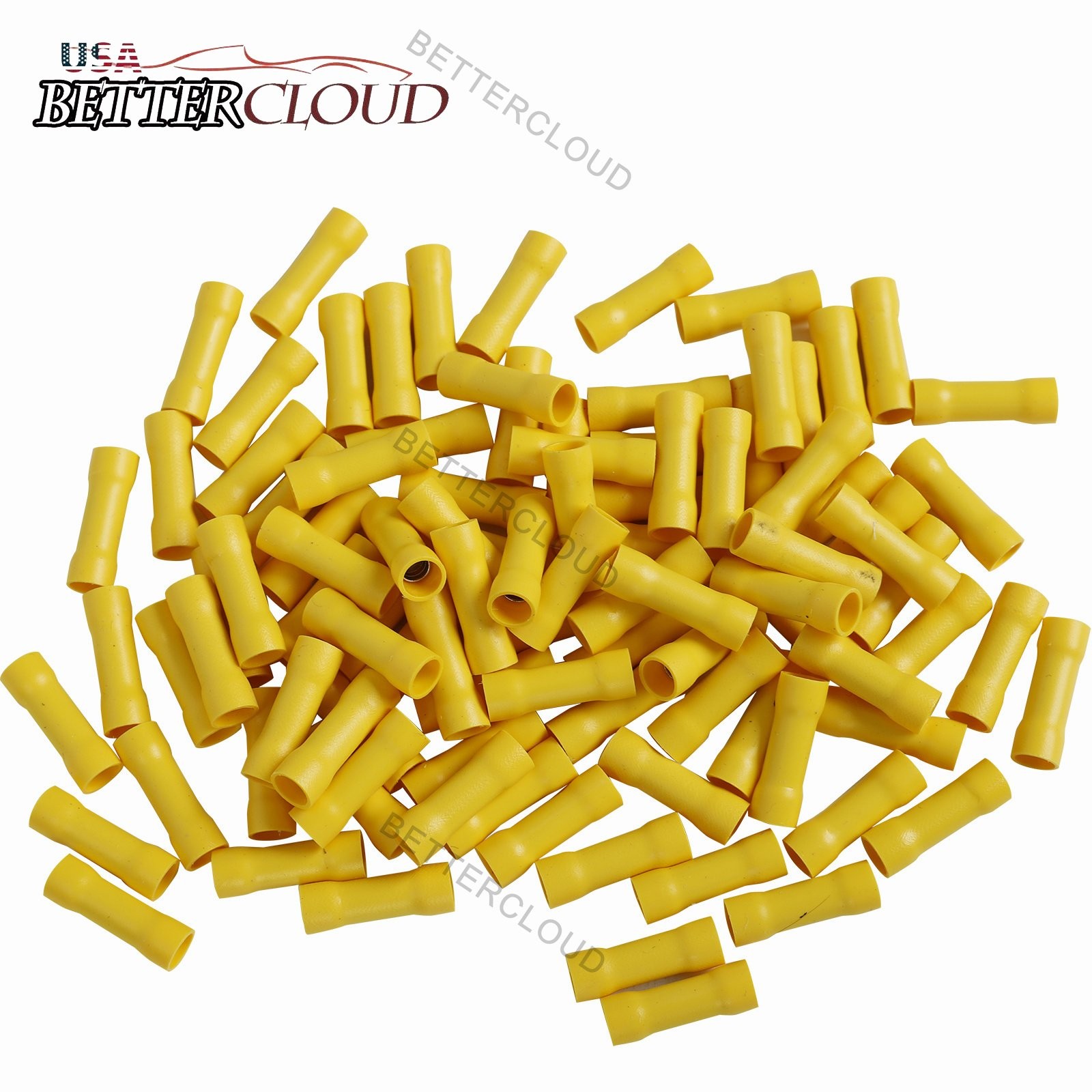 1000Pcs 12-10 Gauge Insulated Butt Wire Connectors Crimp Splice Terminals Yellow
