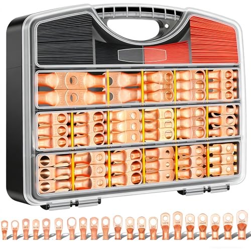 /230PCS Battery Cable Ends Kit AWG 8 6 4 2 1 1/0 2/0 Heavy Handheld box-230PCS