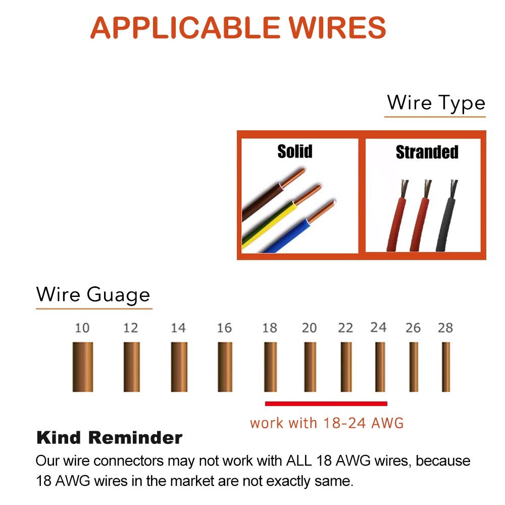 Brightfour Low Voltage Wire splice connectors – T Type 1 Pin 12 Pack, Red