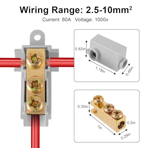 10Pcs 6 AWG Gauge T-Type Wire Connector Nut Kit, 80A Splicing 6awg 80A-T shape