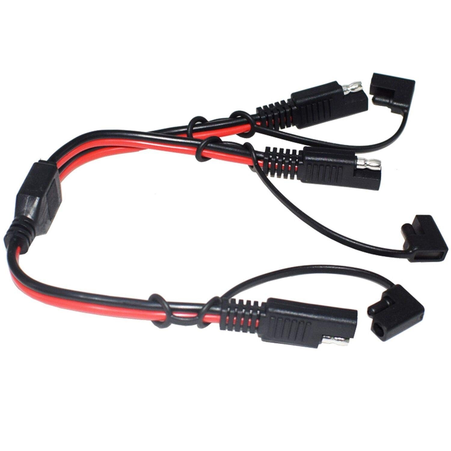 14AWG SAE DC Power Automotive Connector Cable Y Splitter 1 11.8 inches, Black