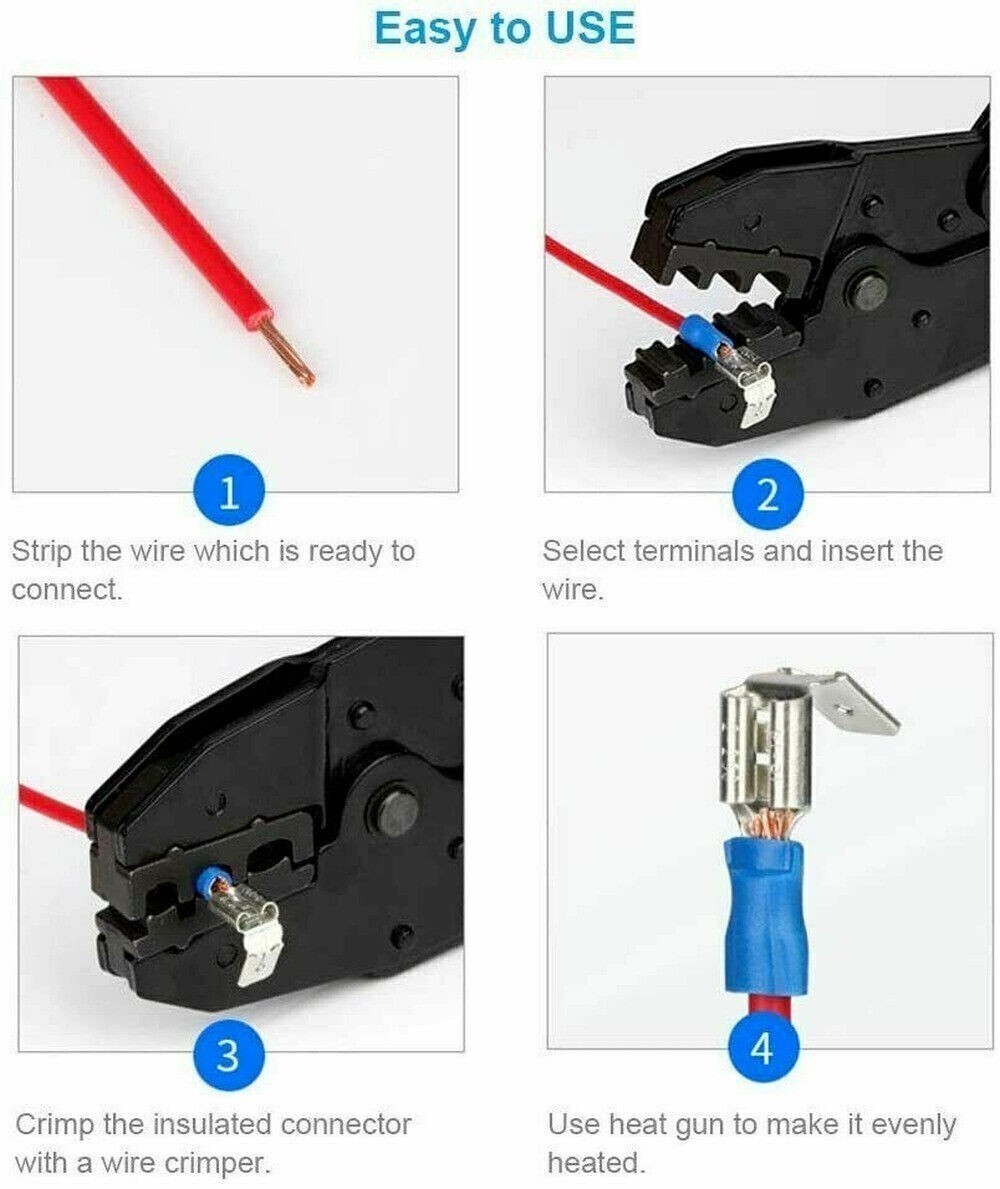 Assorted Insulated Electrical Wire Terminals Crimp Connectors Spade Kit US