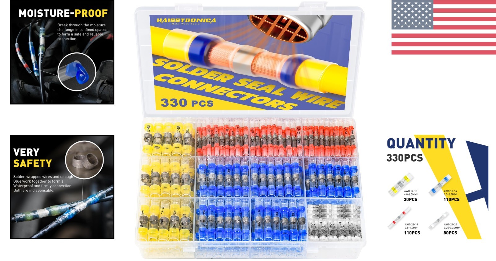 Weatherproof 330PCS Heat Shrink Butt Connectors – Durable Wire Sealing Solution