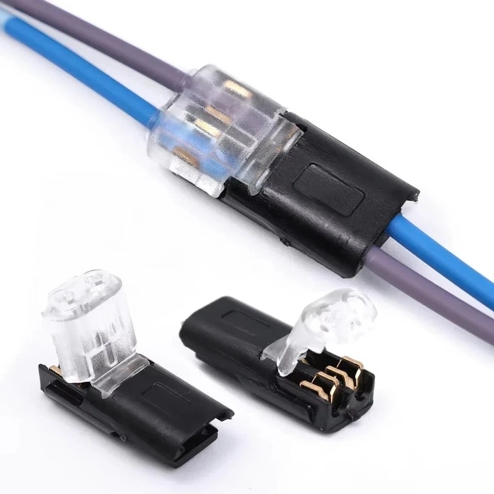 50 Pcs Quick Splice Wire Connectors 2 Pin Double Wire Plug with Locking Buckle