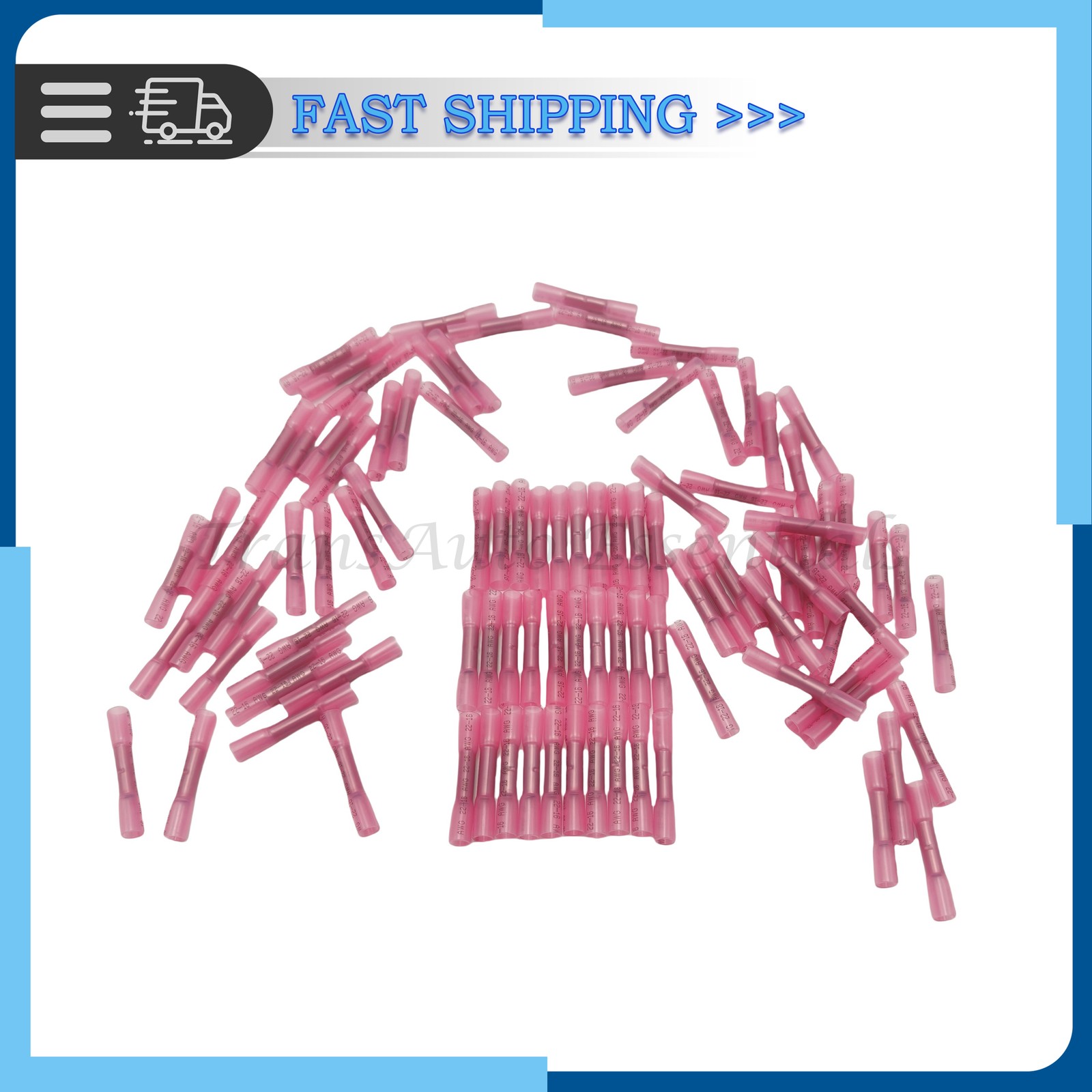 100x Heat Shrink Waterproof Wire Connectors For 22-16 AWG Butt Seal Terminals