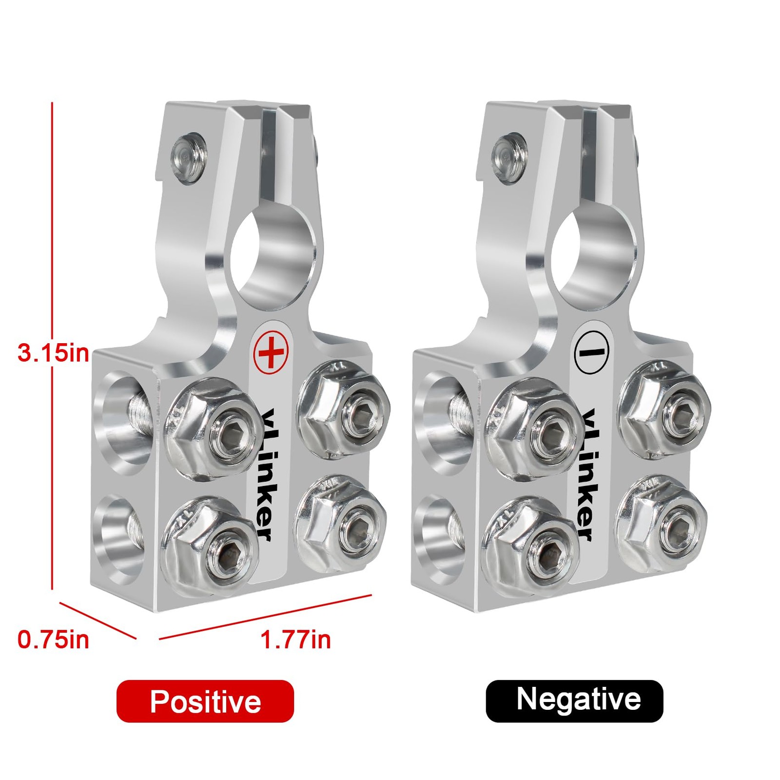 8Way Lead Acid Battery Terminal Connectors AGM Post Clamps 8AWG to 4/0 AWG