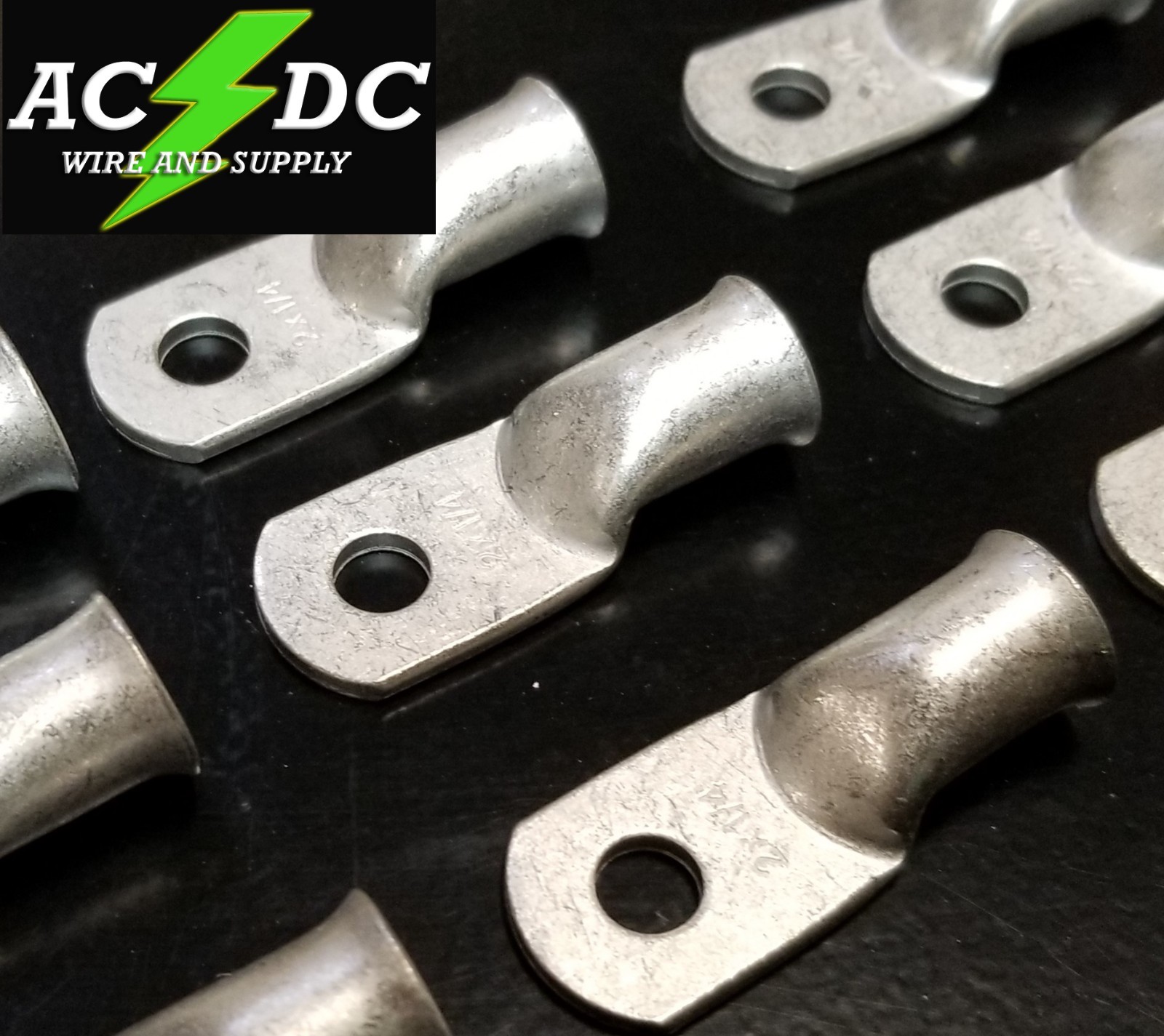 (100) 2 AWG Ring 1/4″ Hole Terminal Lug Tin Plated Copper Cable lug Gauge