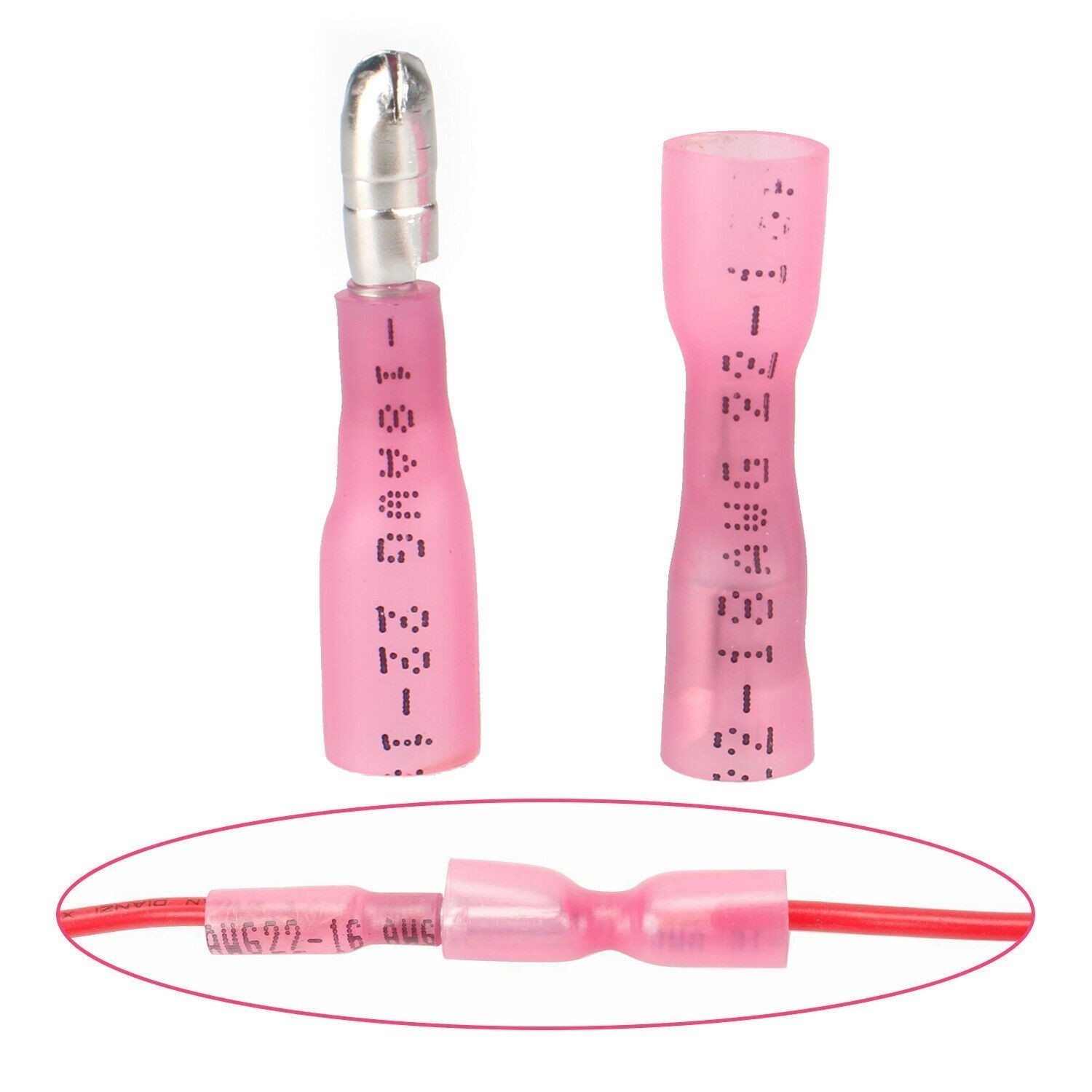 100-200pcs Heat Shrink Bullet Wire Connectors 22-10AWG Male Female Crimp