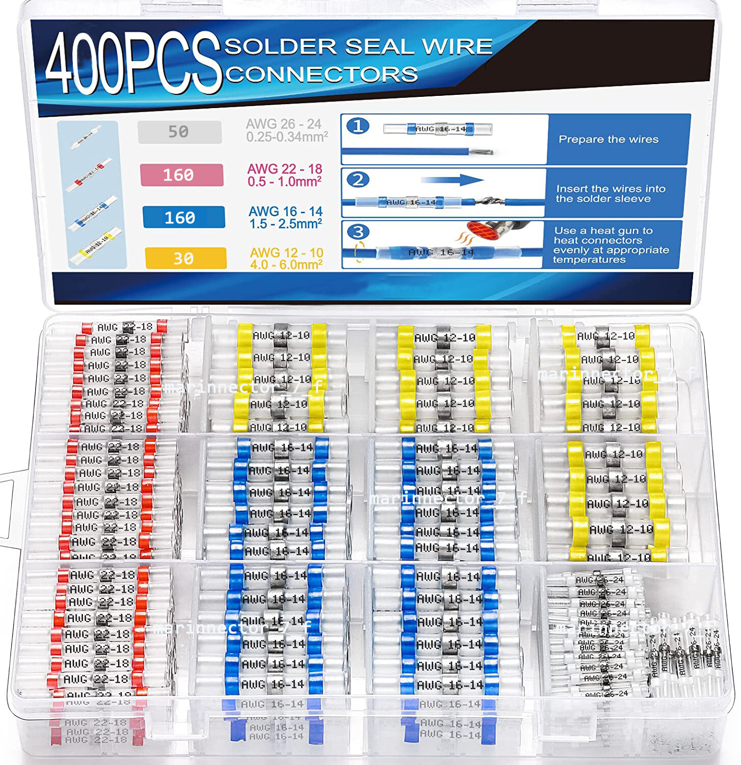 400x Waterproof Heat Shrink Solder Seal Sleeve Wire Butt Connectors Terminal kit
