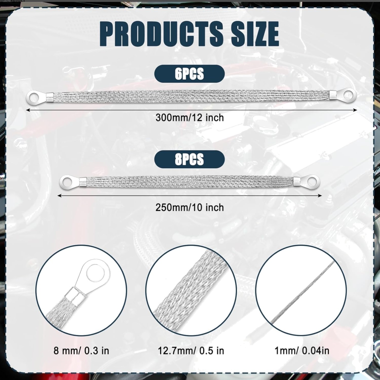 14pcs Ground Straps, 10/12 inch Engine Universal Automotive Ground Strap Kit …