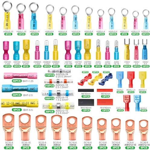 /Ultimate Heat Shrink Wire Connectors Kit,Waterproof Electrical Spade 1530PCS