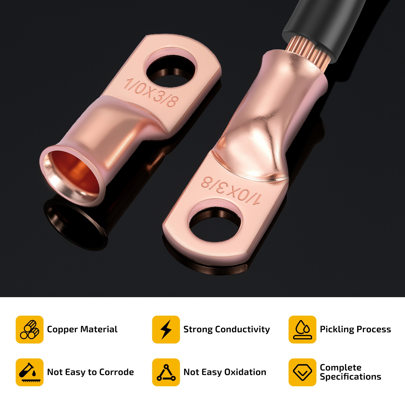227PCS Copper Lug Kit for Battery Cable and Electrical Wiring