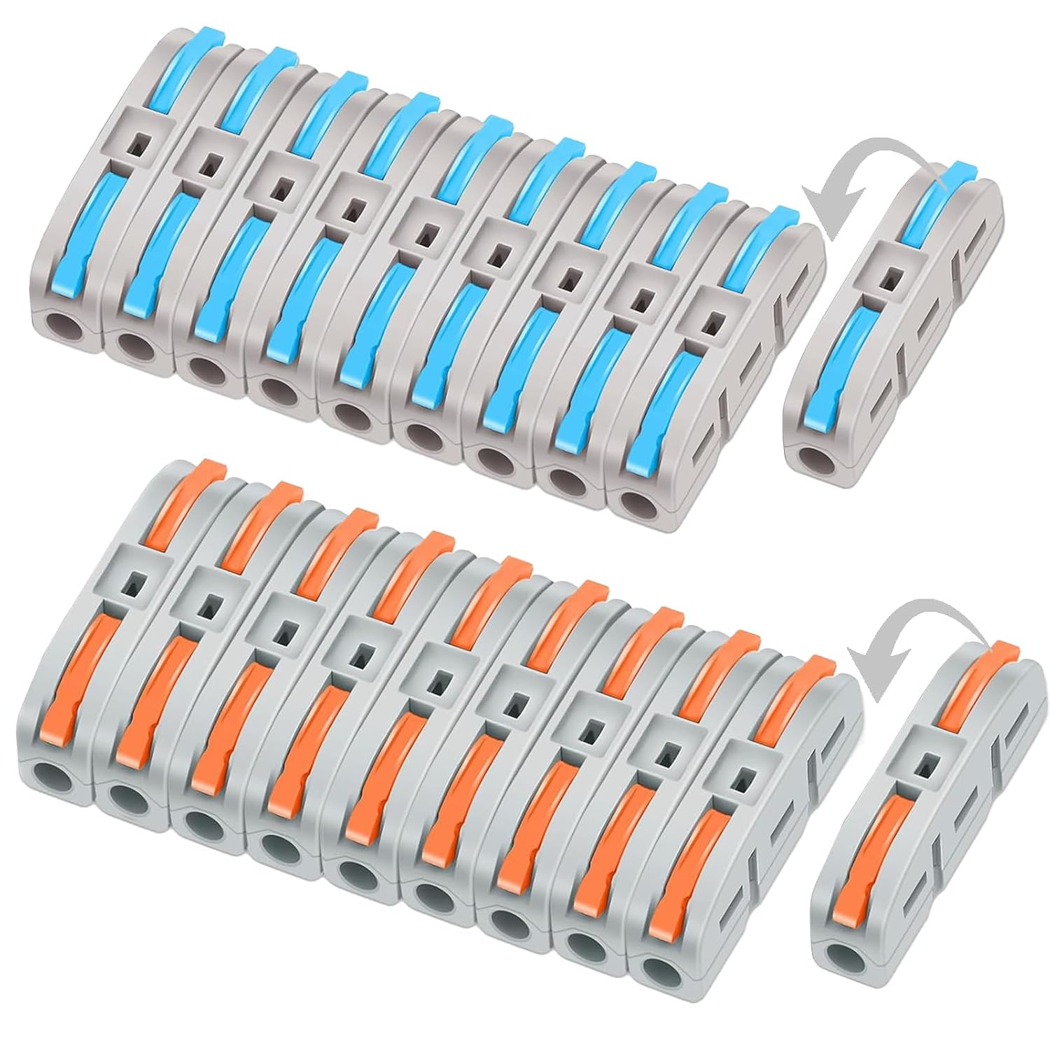 Lever Nut Wire Connectors Tool Free Splice 28-12 AWG Flame Retardant 20 Pcs NEW