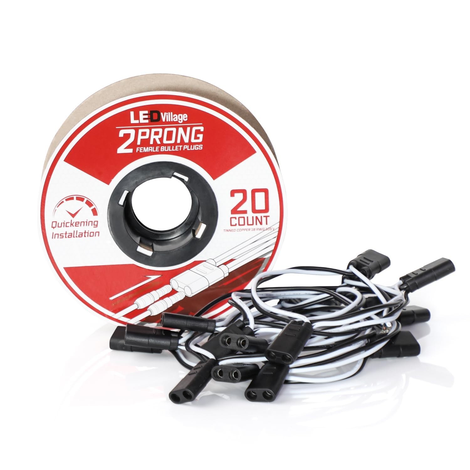 Wire Harness Roll 20 Counts – 6.5″ Spacing on Lead, 2-Prong Double Female Bul…