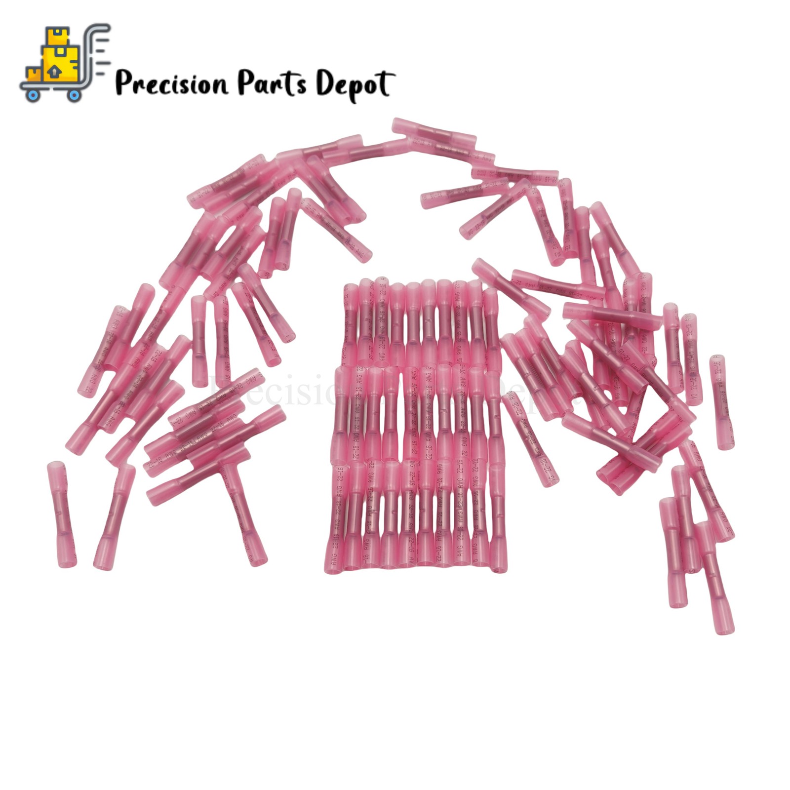 22-16AWG Red Heat Shrink Wire Butt Connectors Waterproof Splice Terminals 100PCS