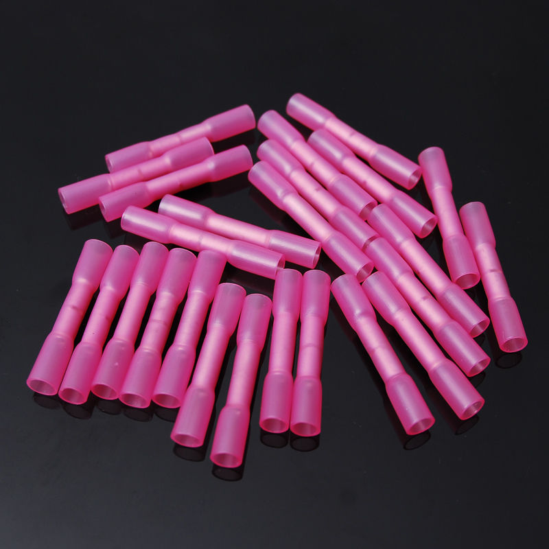 50 pcs Pack 18-22 AWG Heat Shrink Terminal Insulated Crimp Wire Butt Connectors