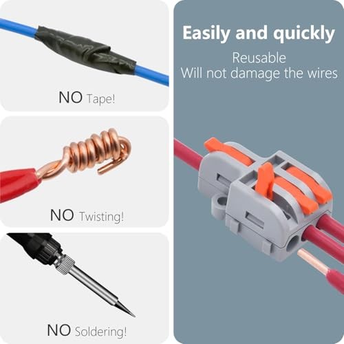 10Pcs Lever Wire Connectors, 1 in 3 Out DIY Mini Splice Compact Quick