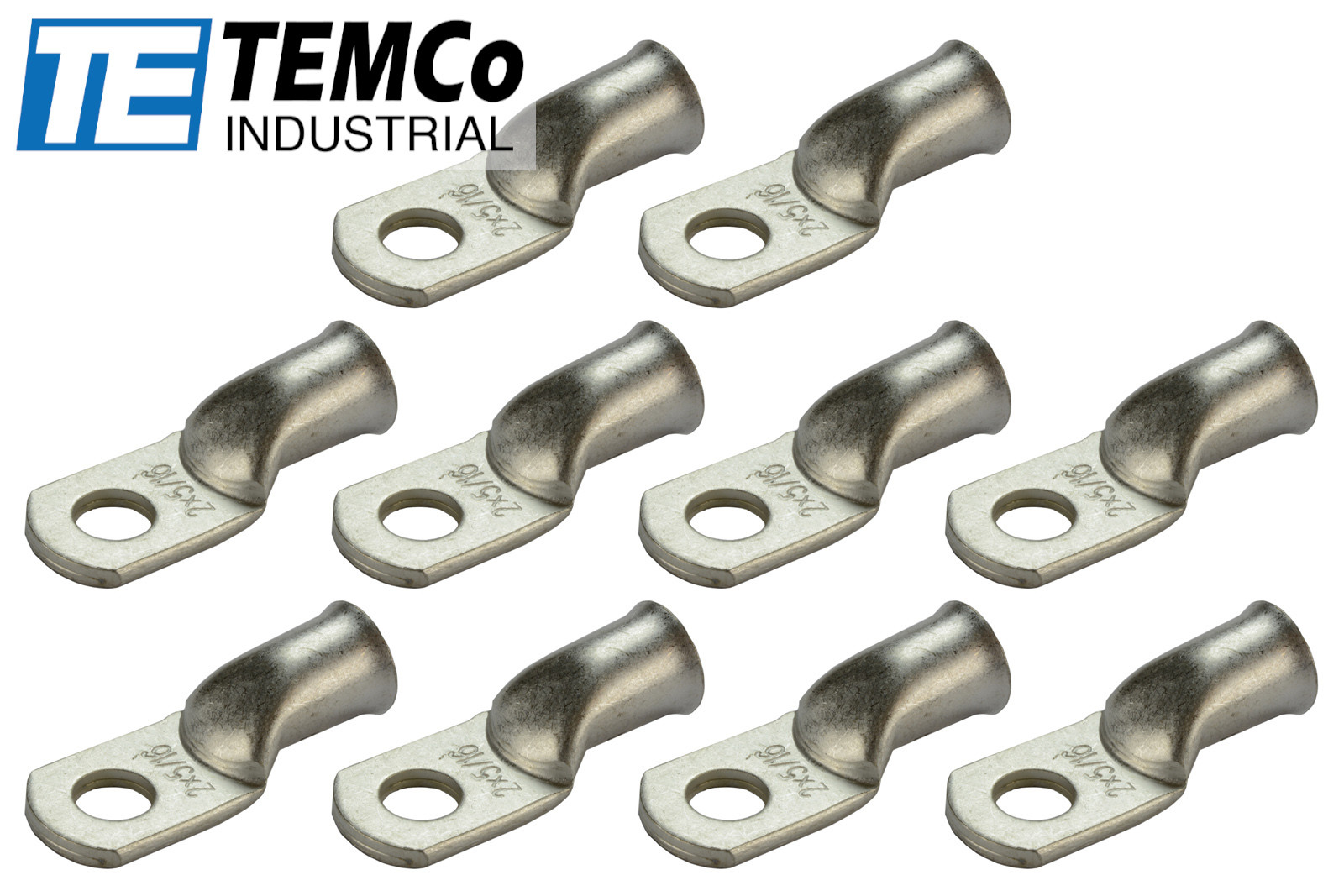 10 Lot 2 AWG 5/16″ Hole Ring Terminal Lug Tin Plated Copper Uninsulated Gauge