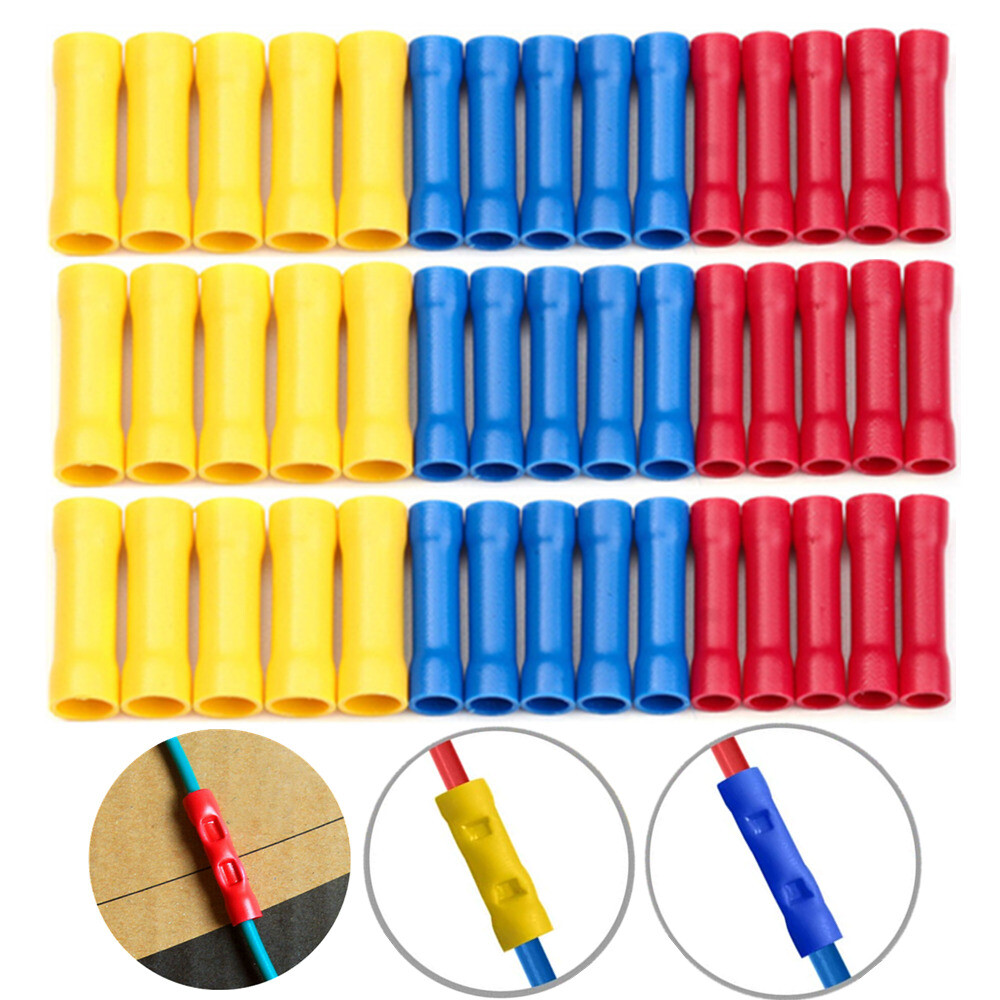 50-200x Insulated Straight Crimp Terminal Splice Butt Wire Connectors Electrical