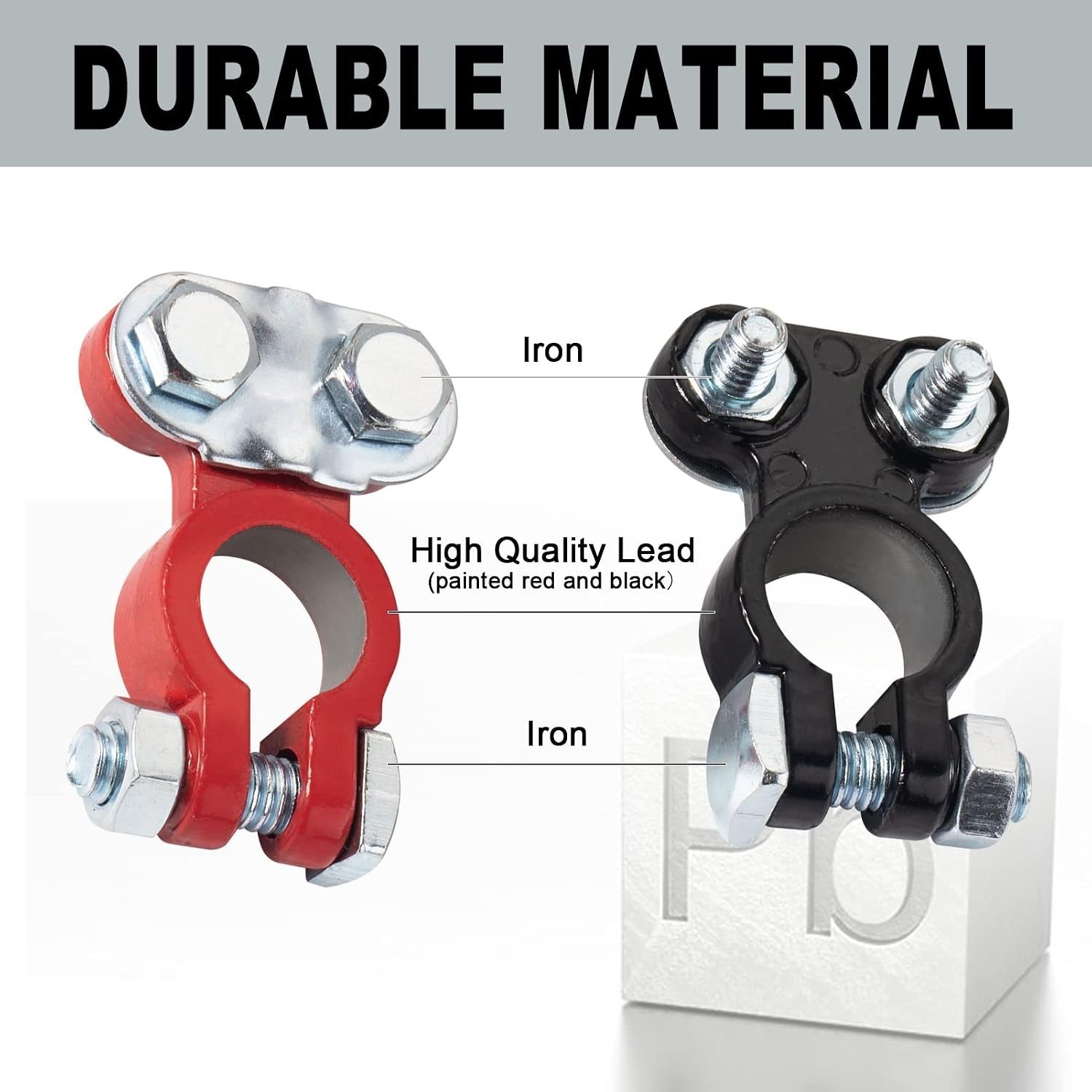 Battery Terminals Set Compatible With Top Post Batteries 12V Red Black Clamp