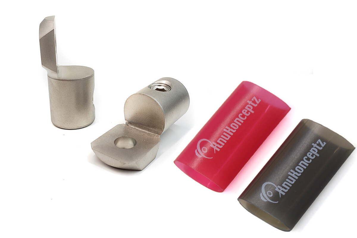 KnuKonceptz 4 Gauge Flush Mount Ground Lug Ring Terminal Pair w Heat Shrink