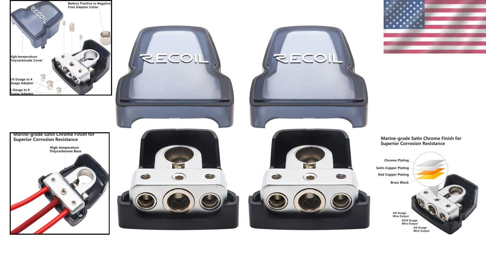 Solid Brass Battery Terminals Clamps 2-Pack