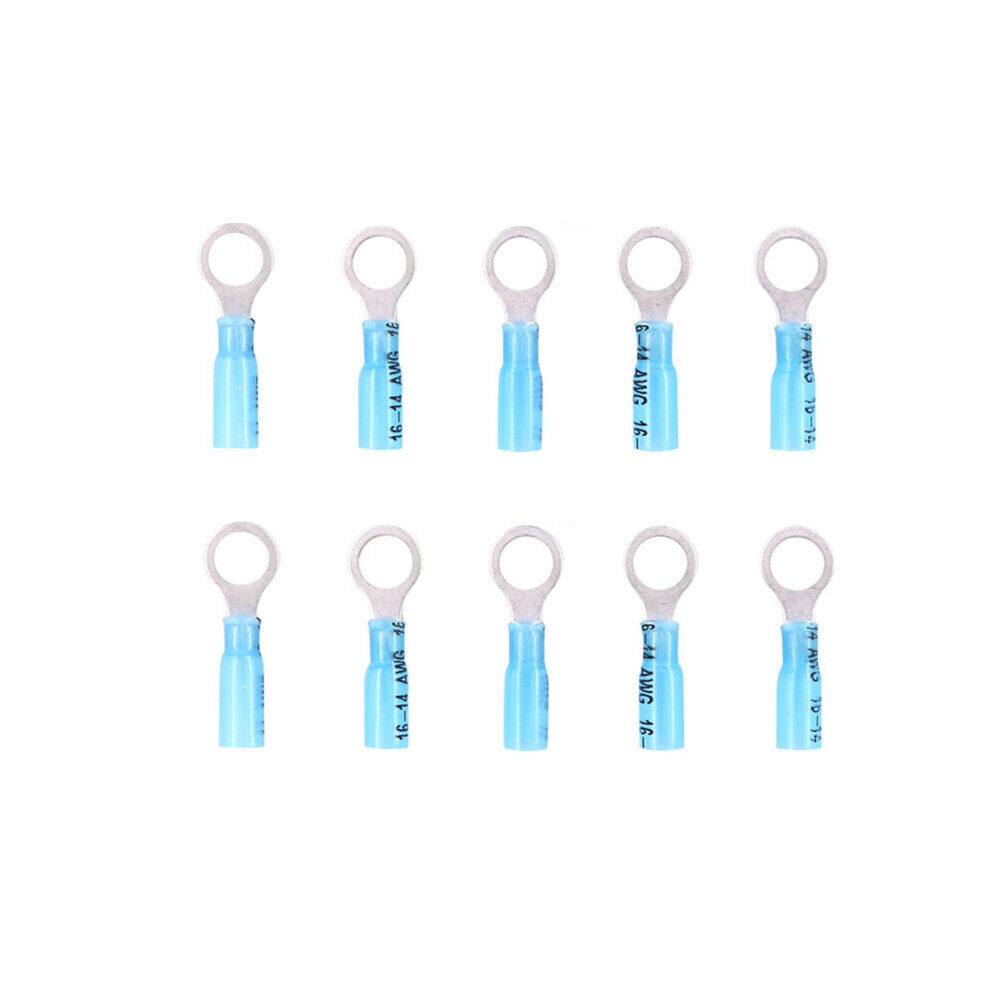 50PCS Blue Heat Shrink Ring Terminals 5/16″ Eyelet Wire Connectors 16-14 AWG