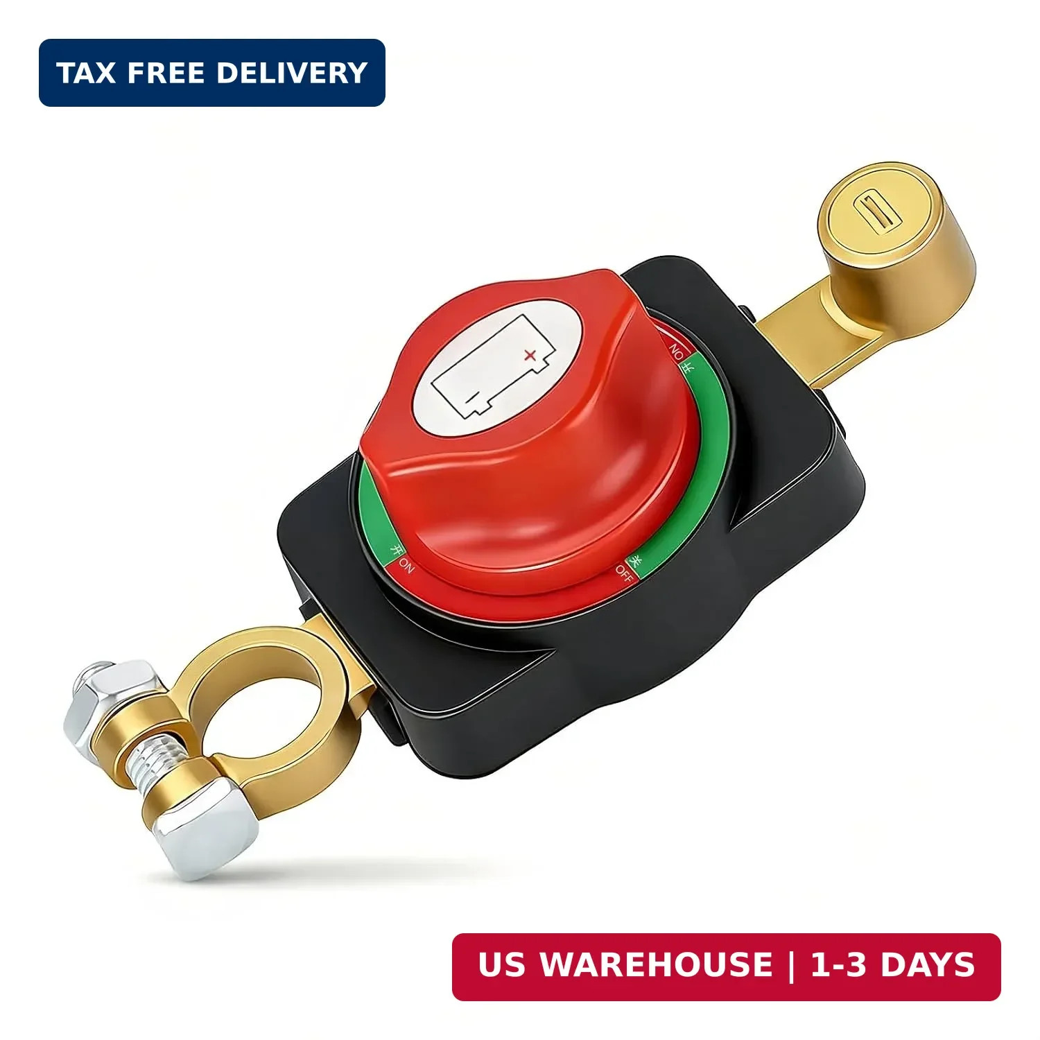 Top Post Battery Disconnect Switch 12V-48V, Heavy Duty On/Off Marine Quick Disco