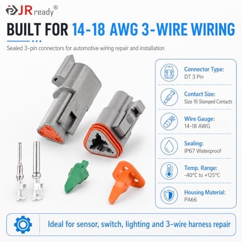3 Pin Deutsch DT Connector Kit 10 Sets with Pin Removal Tools 3-Pin (10 Pairs)