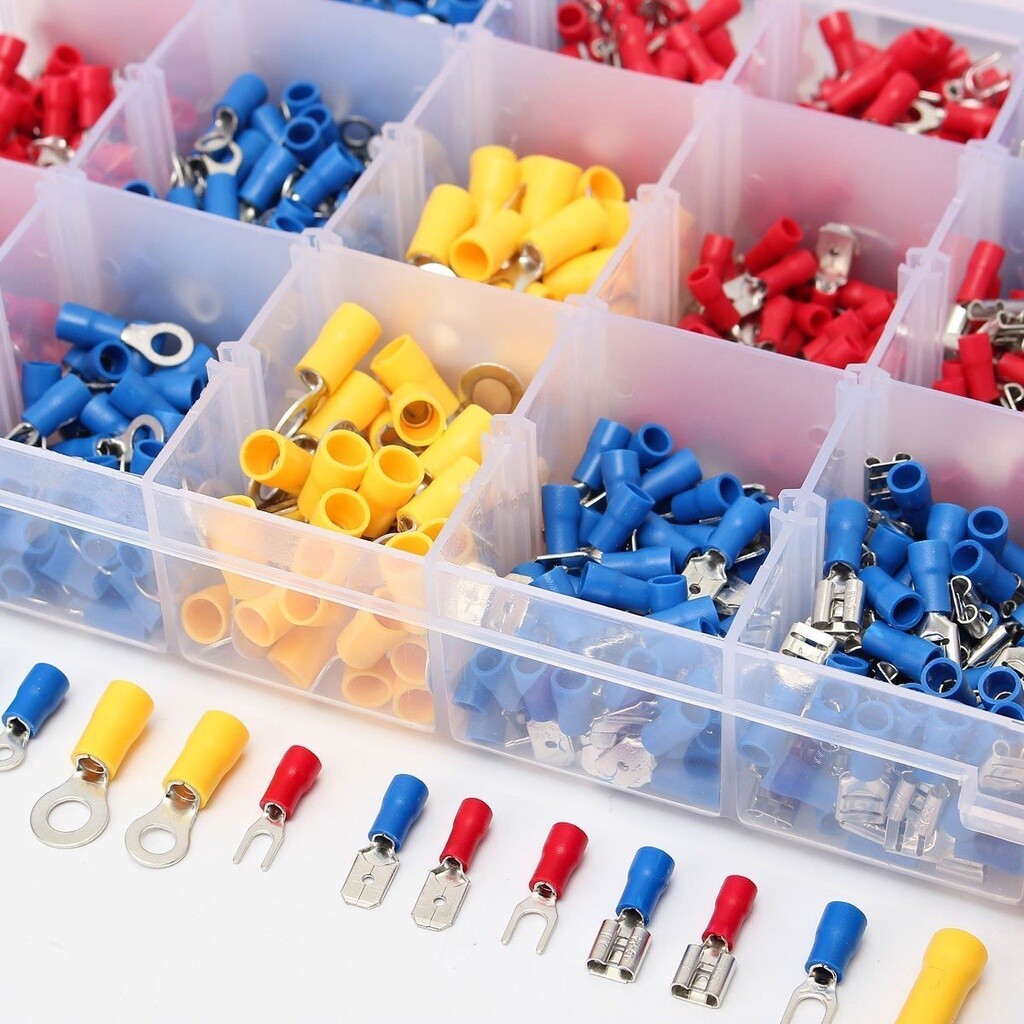 1200x Assorted Insulated Electrical Wire Terminals Spade Kit Crimp Connectors