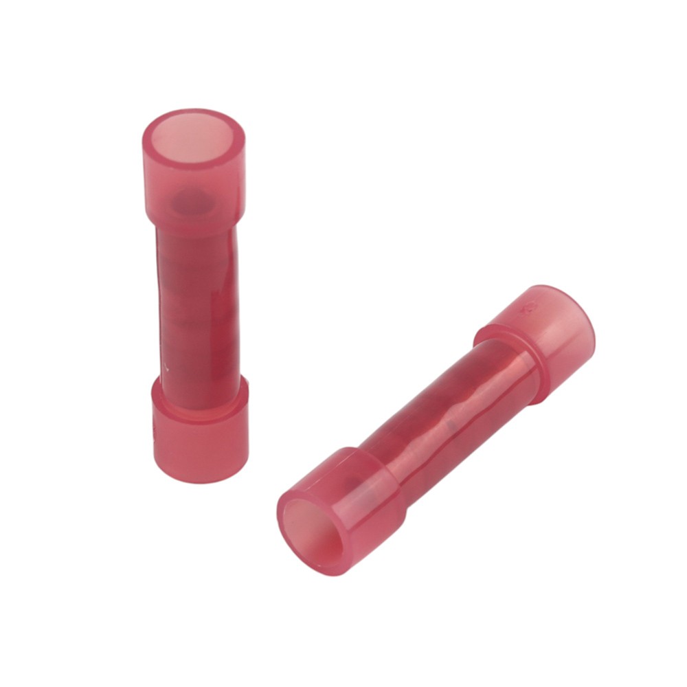 Pack 100/200pcs Nylon Insulated Butt Splice Connectors, Crimp Terminals, Copper