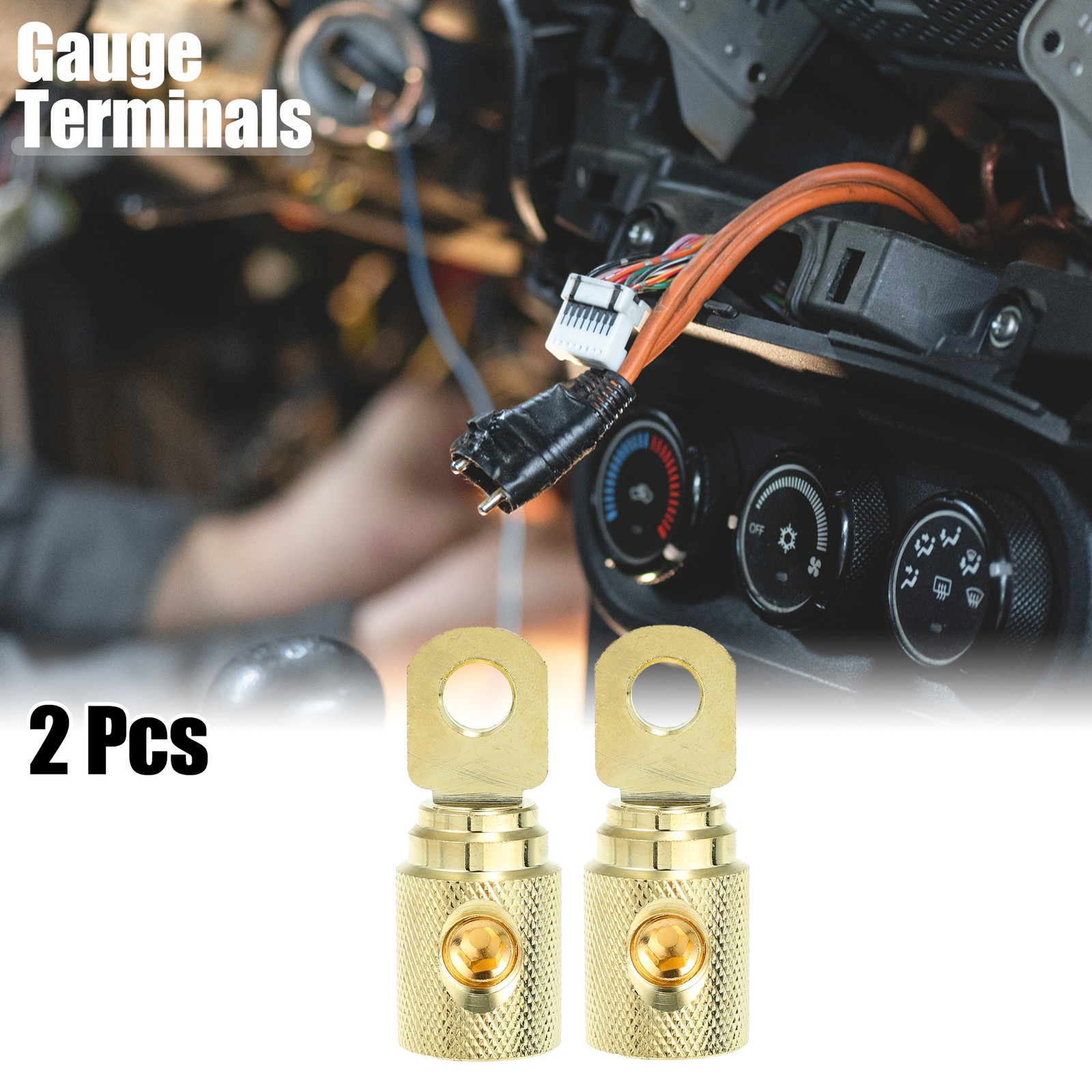 2pcs Amp Input Reducer Copper 0 Gauge Auto Stereo Audio AWG Power Gold Tone