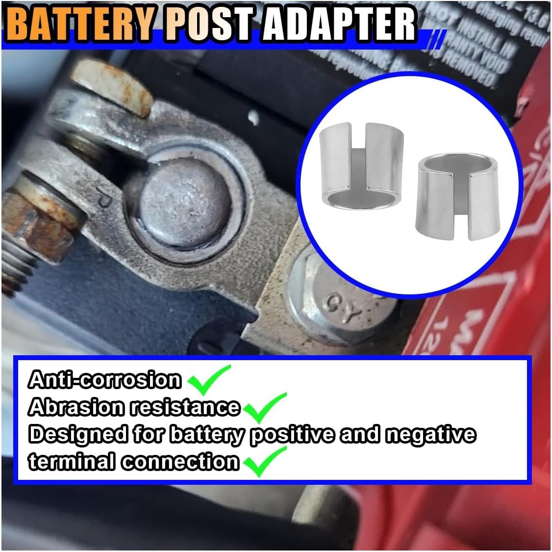 Pure Lead Battery Post Shims – Universal 2-Piece Adapter Sleeves for Safe Con…
