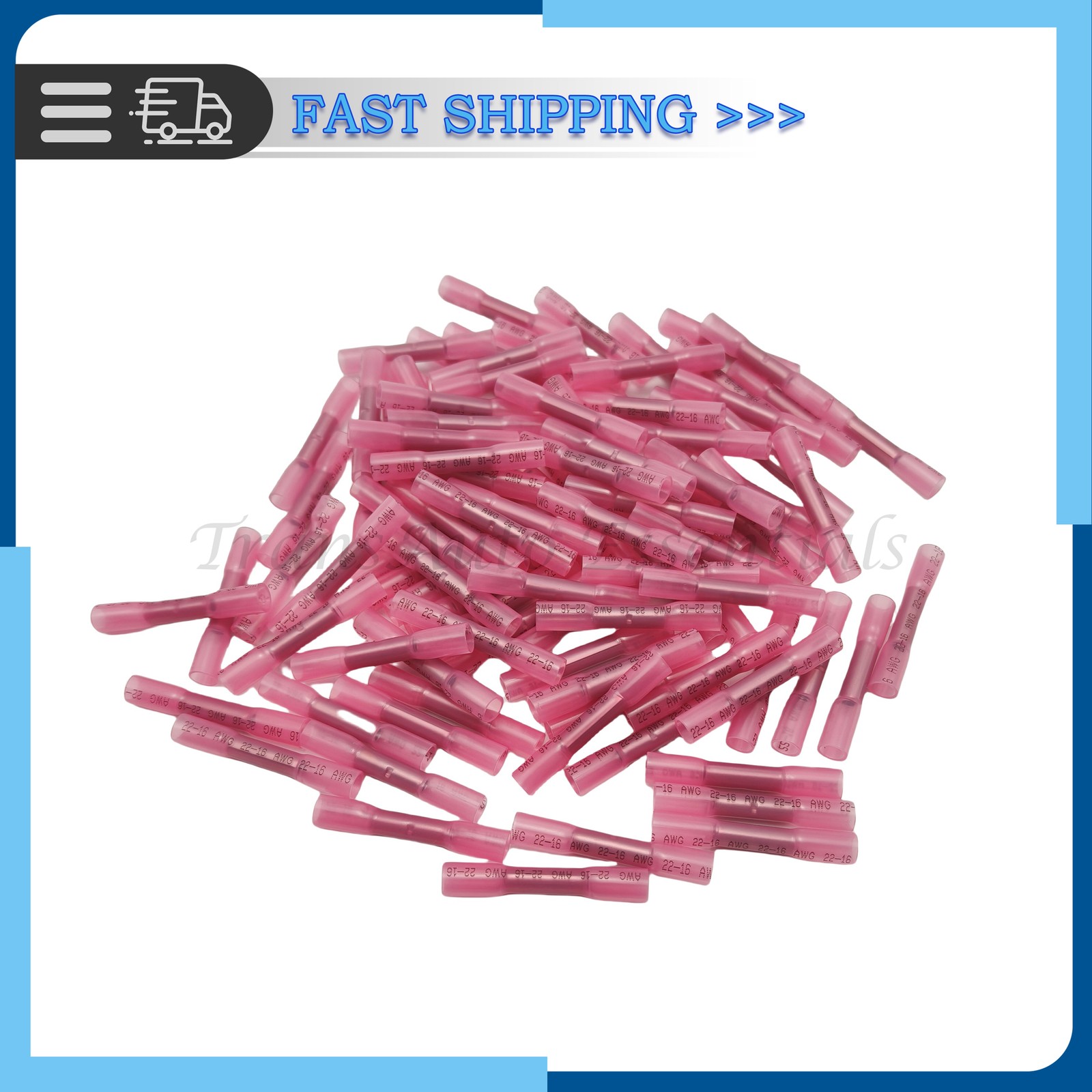 100x Heat Shrink Waterproof Wire Connectors For 22-16 AWG Butt Seal Terminals