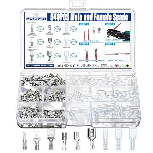 360pcs 2.8mm 4.8mm 6.3mm Male and Female Spade Connectors Kit with Silver