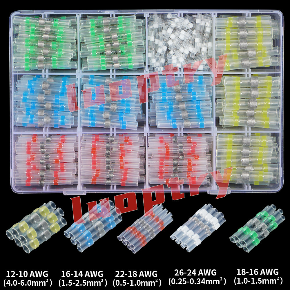 340PCS Heat Shrink Butt Wire Connectors Terminals Solder Seal Sleeve Waterproof