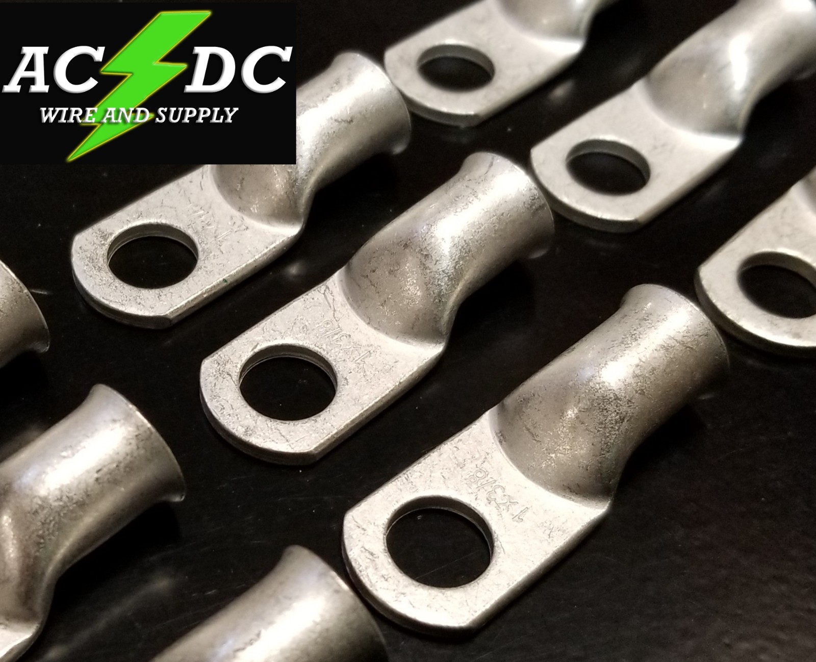 (2) 1 AWG Ring 3/8″ Hole Terminal Lug Tin Plated Copper Cable lug Gauge