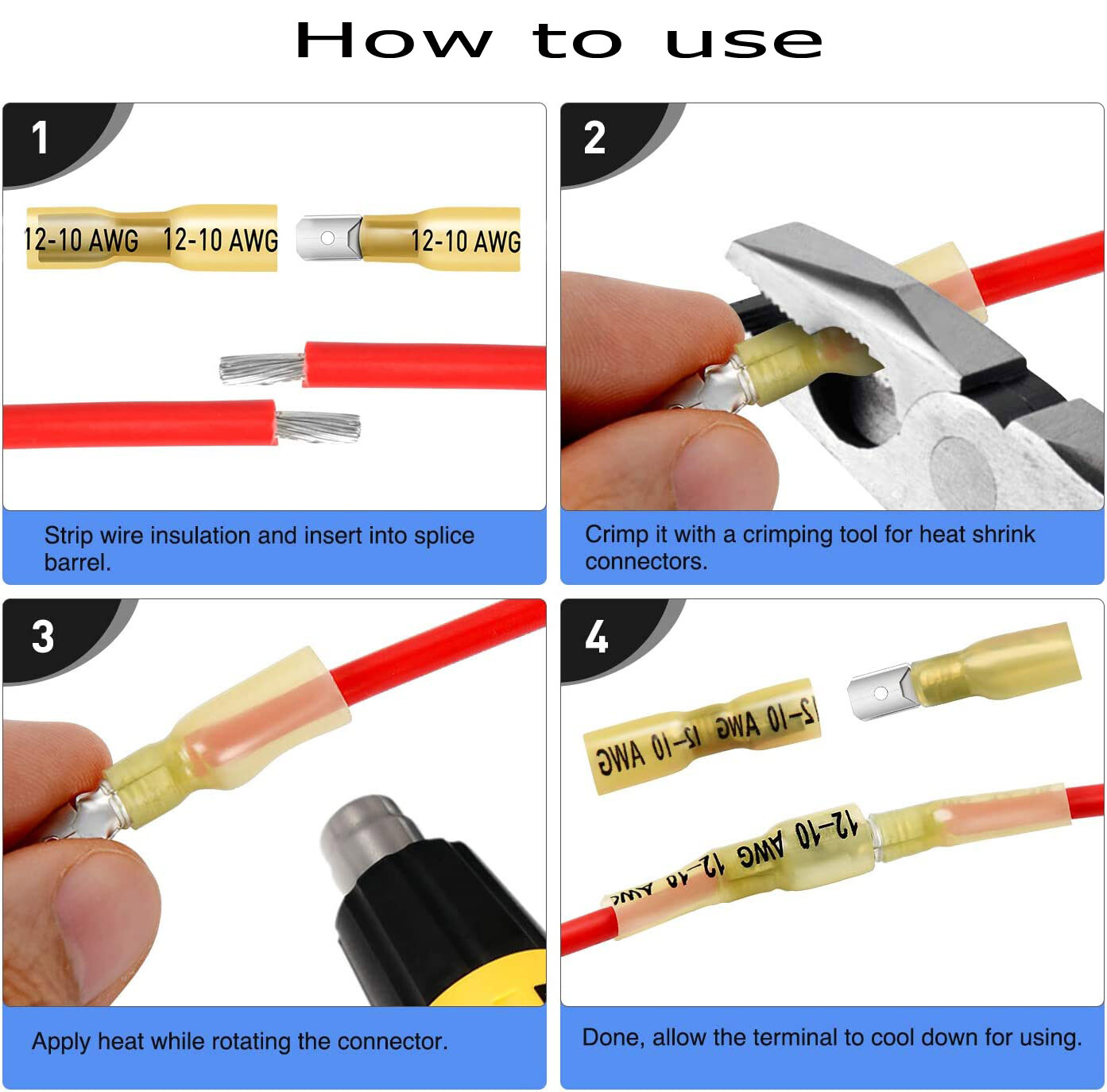 220/200PCS Waterproof Heat Shrink Spade Wire Connectors Male Female Terminals