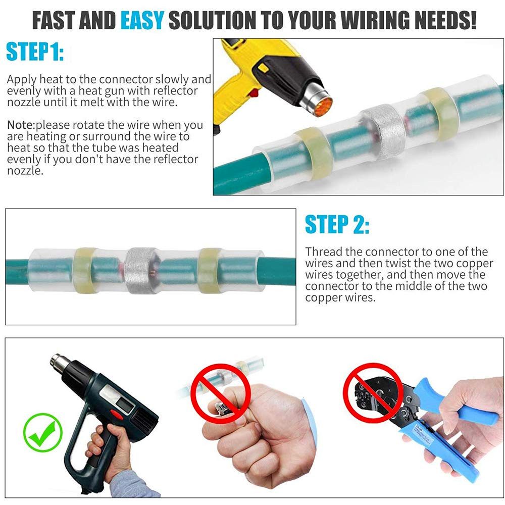 400x Waterproof Heat Shrink Solder Seal Sleeve Wire Butt Connectors Terminal kit