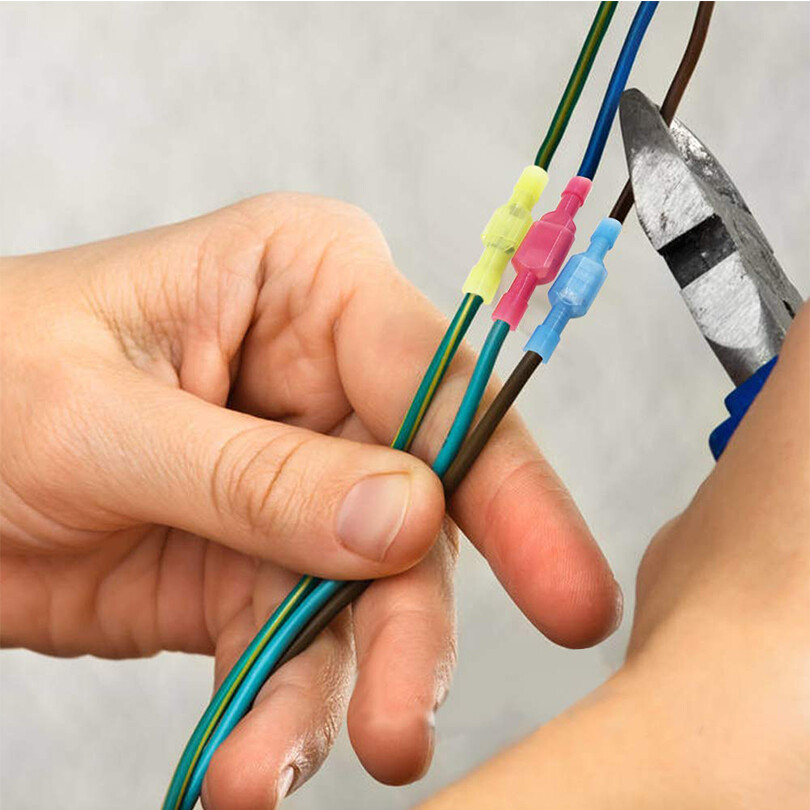 100PCS Male Female Insulated Wire Terminal Spade Crimp Connectors Blue 16-14 AWG