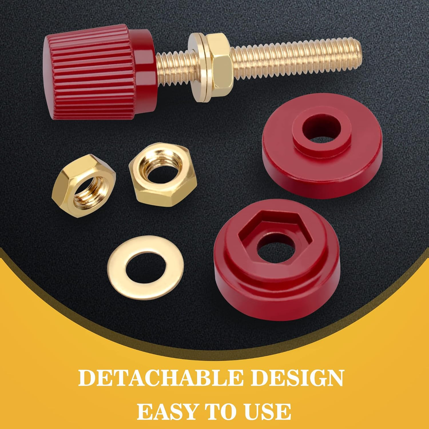 8PCS 1/4″ Pure Brass Junction Posts,M6 Screws Remote Battery Connector Terminal