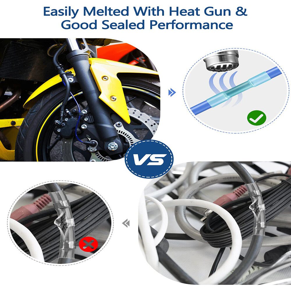 450-100Pcs Insulated Heat Shrink Butt Splice Crimp Electrical Connector Terminal