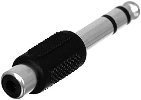 CESS 6.35mm 1/4 Inch Stereo TRS Male Plug to RCA Female Jack Silver Adapter Conn